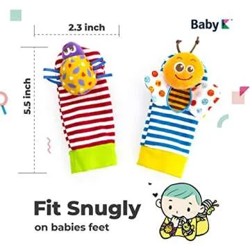 BABY K Baby Rattle Socks for Infants - Engaging Sensory Toys