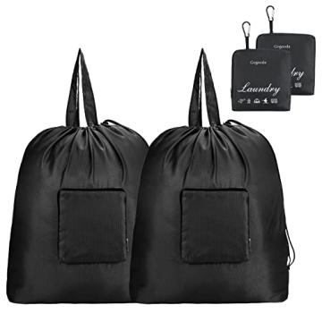 GOGOODA Travel Laundry Bags with Drawstring Closure XL Large Foldable Dirty Clothes bags with Handle...