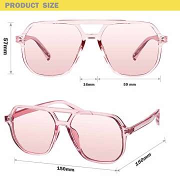 mosanana Aviator Sunglasses for Women Men Pink Polarized Trendy Cool Cute Funky Fashion Oversized Large Big Retro Vintage Stylish MS52243