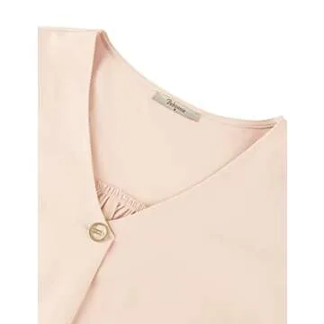 Bebonnie Pretty Women Casual Blouses,Ladies Tops Dressy Summer Formal Flutter Short Sleeve V Neck Loose Flowy Pleated Chiffon Blouse Tunic Tops Work Shirts for Women Business Casual Apricot XL