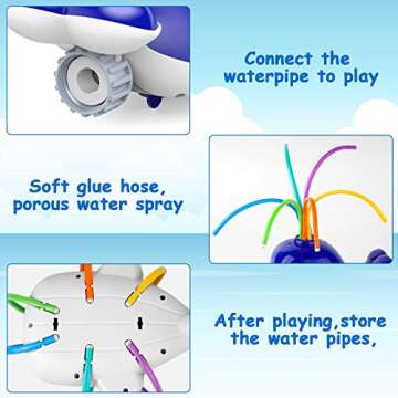 Sprinkler for Kids, Summer Water Toy Whale Sprinkler with Wiggle Tubes Spray Splashing Fun for Outdoor & Backyard, Kids Sprinkler Sprays Up to 8ft High - Attaches to Garden Hose