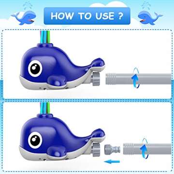 Sprinkler for Kids, Summer Water Toy Whale Sprinkler with Wiggle Tubes Spray Splashing Fun for Outdoor & Backyard, Kids Sprinkler Sprays Up to 8ft High - Attaches to Garden Hose