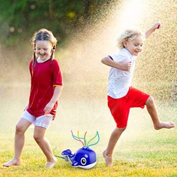 Sprinkler for Kids, Summer Water Toy Whale Sprinkler with Wiggle Tubes Spray Splashing Fun for Outdoor & Backyard, Kids Sprinkler Sprays Up to 8ft High - Attaches to Garden Hose