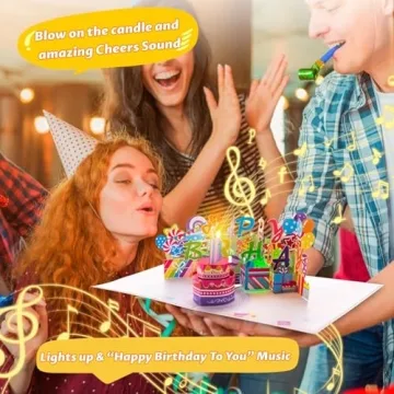 3D Birthday Cards with LED Candle & Music