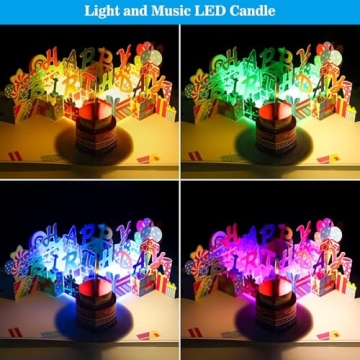 3D Birthday Cards with LED Candle & Music