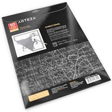 Arteza Graphite Transfer Paper - 60 Sheets for Easy Tracing