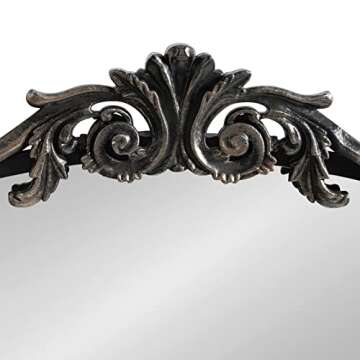 Kate and Laurel Arendahl Traditional Arch Mirror, 24 x 36, Antique Black, Baroque Inspired Wall Decor