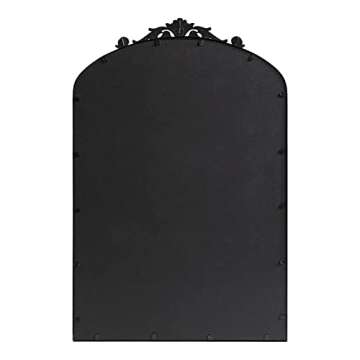 Kate and Laurel Arendahl Traditional Arch Mirror, 24 x 36, Antique Black, Baroque Inspired Wall Decor