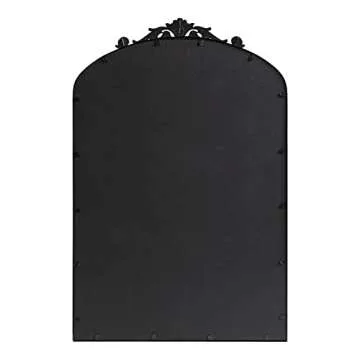 Kate and Laurel Arendahl Traditional Arch Mirror, 24 x 36, Antique Black, Baroque Inspired Wall Decor