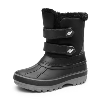 DREAM PAIRS Boys Girls Snow Boots - Cozy Anti-Slip Winter Shoes for Kids