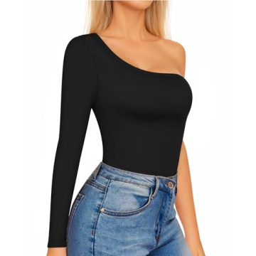 MANGOPOP One Shoulder Bodysuit for Women in Various Styles