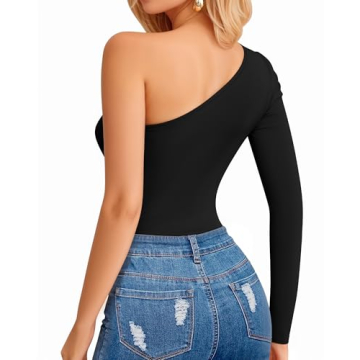 MANGOPOP One Shoulder Bodysuit for Women in Various Styles