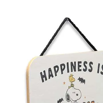 Peanuts Snoopy Happiness Is Halloween Hanging Wood Wall Decor - Fun Snoopy Halloween Sign for Home Decorating