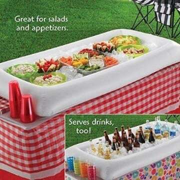 2 Packs Inflatable Pool Table Serving Bar - Large Buffet Tray Server with Drain Plug - Keep Your Sal...
