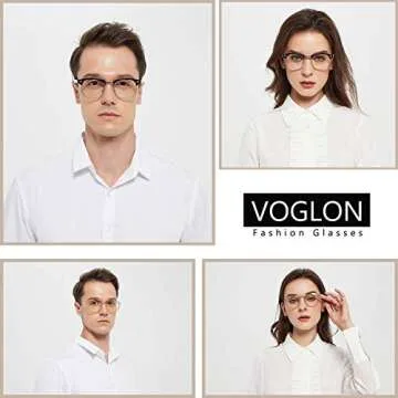VOGLON Blue Light Blocking Glasses, Computer Screen Gaming Glasses, Gamma Ray Blocking, Oversized Half Frame Round Anti Glare UV Eyestrain/Filter for Women Men Small Face (2 Pack)