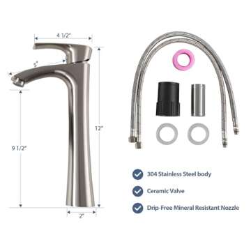 Lordear Vessel Sink & Brushed Nickel Faucet Combo