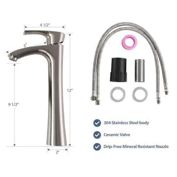 Lordear Vessel Sink & Brushed Nickel Faucet Combo