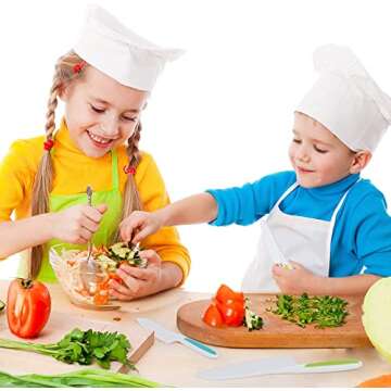 Leking 3 Pcs Kids Kitchen Knife, Plastic Serrated Edges Kids Knife Set for Cooking and Cutting Cakes, Fruits and Veggies, Perfectly Safe for Toddler Chef Knife Set for Kids Real Cooking