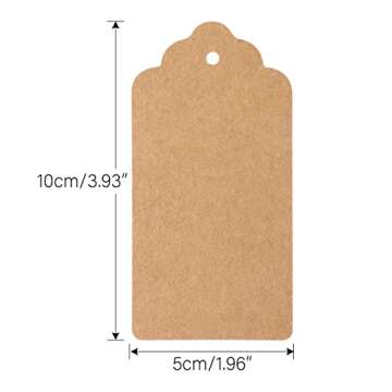 100 PCS Kraft Paper Gift Tags with String Blank Tags Vintage Wedding Favor Hang Tags with 66 Feet Na...