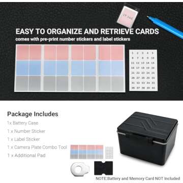 LP-E6 EN-EL15C NP-W235 FZ100 Camera Battery and Memory Card Case with Labels,DSLR SLR Battery Organizer Storage for 16 Micro SD 6 SD 3 CF Express Type A and 2 XQD/CF Cards,Water-Resistant & Shockproof