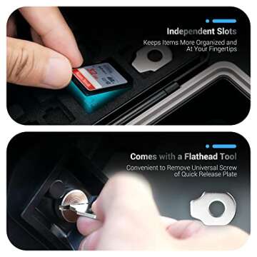 LP-E6 EN-EL15C NP-W235 FZ100 Camera Battery and Memory Card Case with Labels,DSLR SLR Battery Organizer Storage for 16 Micro SD 6 SD 3 CF Express Type A and 2 XQD/CF Cards,Water-Resistant & Shockproof