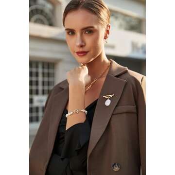 Sylph Baroque Pearl Brooch for Women 14K Gold Plated Pearl Pins Trendy Brooch for women Minimalist Pin Gifts for Women