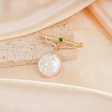 Sylph Baroque Pearl Brooch for Women 14K Gold Plated Pearl Pins Trendy Brooch for women Minimalist Pin Gifts for Women