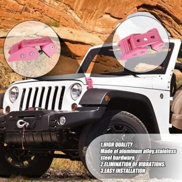 WWFGYX Hood Latches Aluminum Hood Lock Catch Latches Kit Compatible with Jeep Wrangler JK/JKU 2007-2018 JL/JLU 2018-2024 Gladiator JT 2020-2024 (Pink)