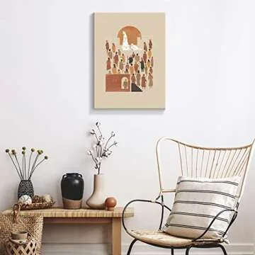 OAOPIC Framed Jesus Woman Healed Poster Scripture Fringe of Jesus Garment Canvas Wall Art Bible Verses Story Print Painting Religious Christian Boho Minimalist Picture Wall Decor for Bedroom 16x24in