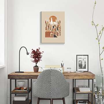 OAOPIC Framed Jesus Woman Healed Poster Scripture Fringe of Jesus Garment Canvas Wall Art Bible Verses Story Print Painting Religious Christian Boho Minimalist Picture Wall Decor for Bedroom 16x24in