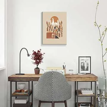 OAOPIC Framed Jesus Woman Healed Poster Scripture Fringe of Jesus Garment Canvas Wall Art Bible Verses Story Print Painting Religious Christian Boho Minimalist Picture Wall Decor for Bedroom 16x24in