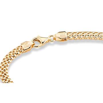Miabella 18K Gold Over Sterling Silver Italian 4mm Mesh Link Chain Bracelet for Women 925 Italy (7.0 Inches)