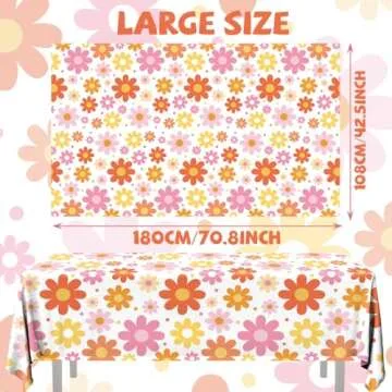Juweked Daisy Tablecloth 3Pcs Eco-Friendly Plastic Covers