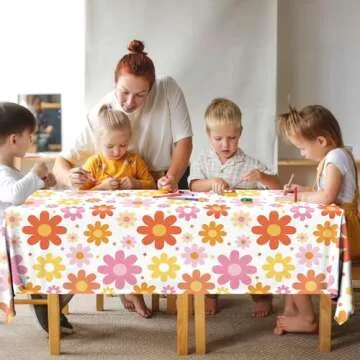 Juweked Daisy Tablecloth 3Pcs Eco-Friendly Plastic Covers