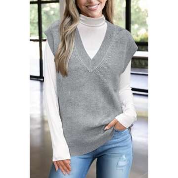 Arach&Cloz Women's Sweater Vest - Stylish Oversized Knitwear for Fall 2024