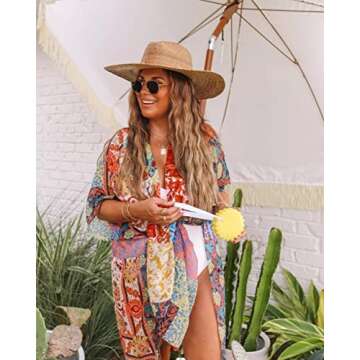 Moss Rose Elegant Women Kimono Cover Ups for Summer Swimwear