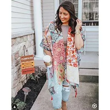 Moss Rose Women Summer Kimono Bathing Suit Cover Up