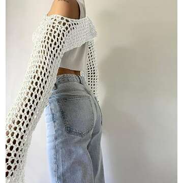 Trendy Bnigung Women's Mesh Crochet Crop Top for Beach