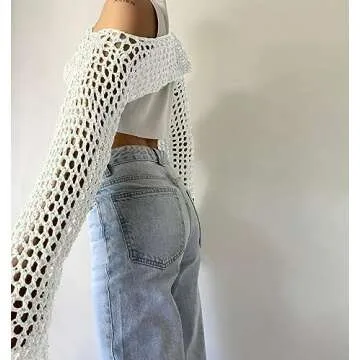 Trendy Bnigung Women's Mesh Crochet Crop Top for Beach