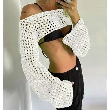 Trendy Bnigung Women's Mesh Crochet Crop Top for Beach