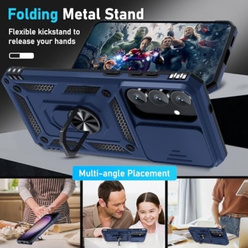 Janmitta Compatible with Samsung Galaxy S25 FE Case Built in Slide Camera Lens Cover+Screen Protecto...