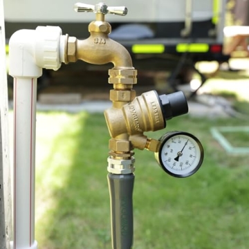 Adjustable RV Water Pressure Regulator with Gauge and Filter