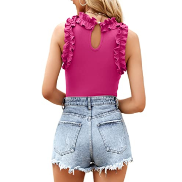 WAYMAKER Women's Ruffled Mock Neck Bodysuit - Flirty Comfort