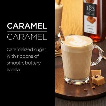 1883 Caramel Syrup - Flavored Syrup for Hot & Iced Beverages, Rich, Full-Bodied Taste, All-Natural - Gluten-Free, Vegan, Non-GMO, Kosher, Preservative-Free, Made in France | Plastic Bottle 1 Liter (33.8 Fl Oz)