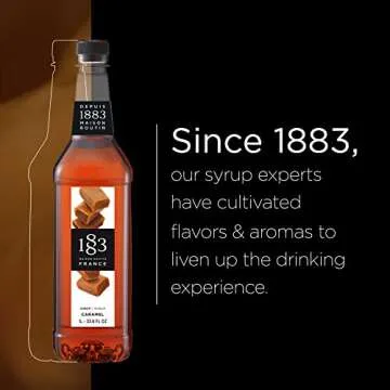 1883 Caramel Syrup - Flavored Syrup for Hot & Iced Beverages, Rich, Full-Bodied Taste, All-Natural - Gluten-Free, Vegan, Non-GMO, Kosher, Preservative-Free, Made in France | Plastic Bottle 1 Liter (33.8 Fl Oz)
