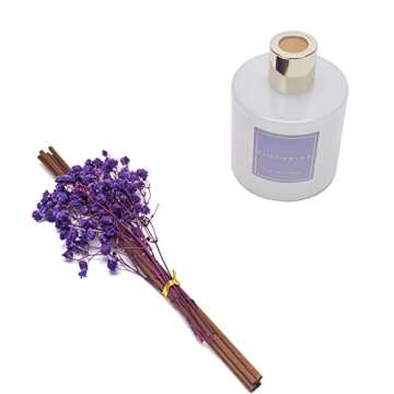 Cocorrína Premium Reed Diffuser Set with Preserved Baby's Breath & Cotton Stick Lavender Thyme | 6.7oz Scent Fragrance Lavender Oil Diffuser for Bedroom Bathroom Home Décor