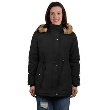 4HOW Women's Plush Hooded Winter Coat for Comfort