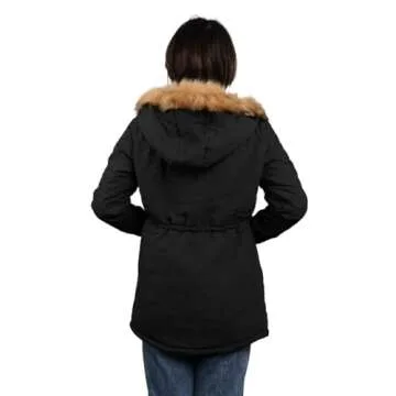 4HOW Women's Plush Hooded Winter Coat for Comfort