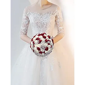 Elegant Handmade Bridal Bouquet with Rhinestones