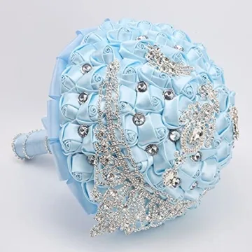 Elegant Handmade Bridal Bouquet with Rhinestones